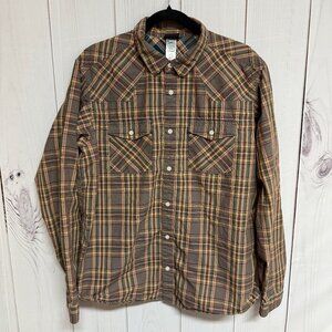 Patagonia Buckshot Plaid Long-Sleeve Shirt – Brown/Olive – Men’s Large – EUC  De